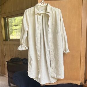 Buck Mason Cream Mainstay Mini B/D Shirt Dress, Small.